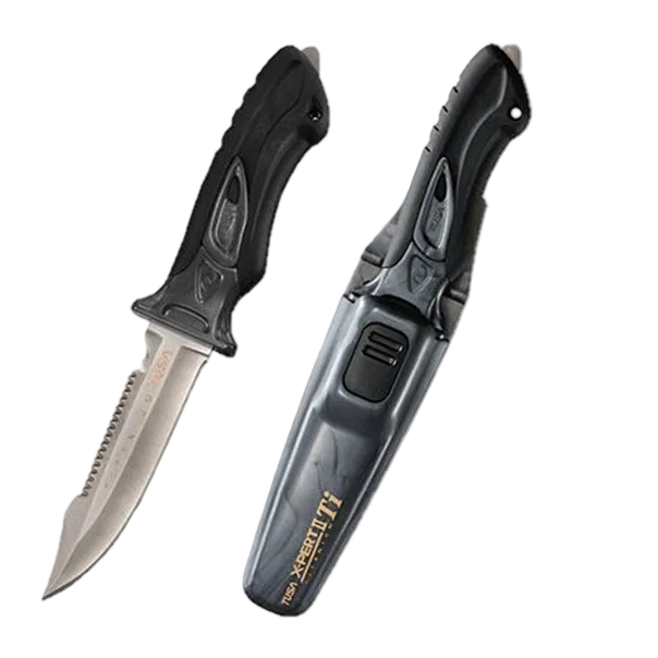 TUSA X-Pert II Titanium Dive Knife – Premium Titanium Scuba Knife Silver
